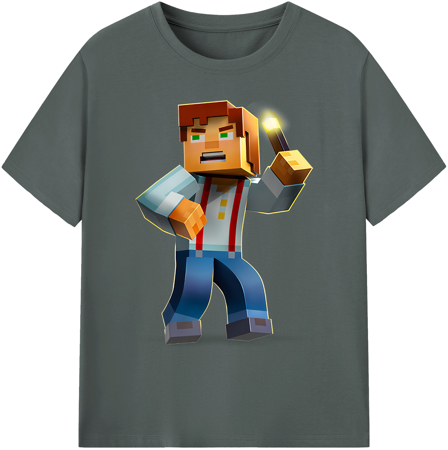 （画像用） マインクラフト ブロックの世界 Minecraft MC Block world 綿100％ メンズ半袖Tシャツ｜肌触りやわらか＆通気性